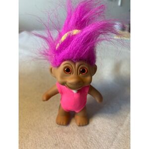 1991 TNT Troll Doll Pink Outfit Purple Hair Vintage Collectible Toy